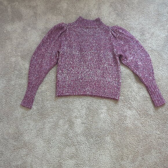 Rebecca Taylor Tweed Mockneck Pullover in Bordeaux Wool Alpaca Size Small - Picture 3 of 10